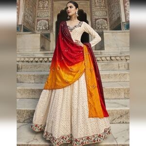 Indian wedding anarkali long dress flare with dupatta set heavy Bollywood design